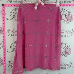 Miniso scarf scarve wrap circle style rhinestone Sheer Pink Beaded Wrap Scarf